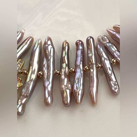 GP35-Handmade Purple Chopstick Pearl And Amethyst Necklace - Picture 10 of 13